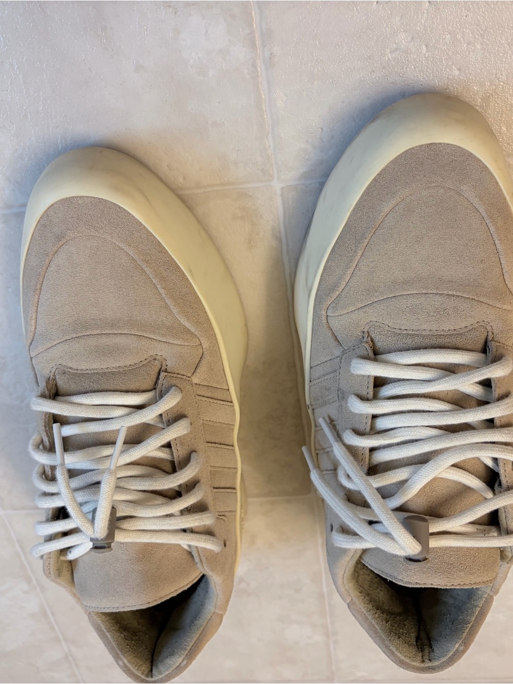 adidas Fear of God collab Men's Low-Top Suede Sneakers in Light Taupe